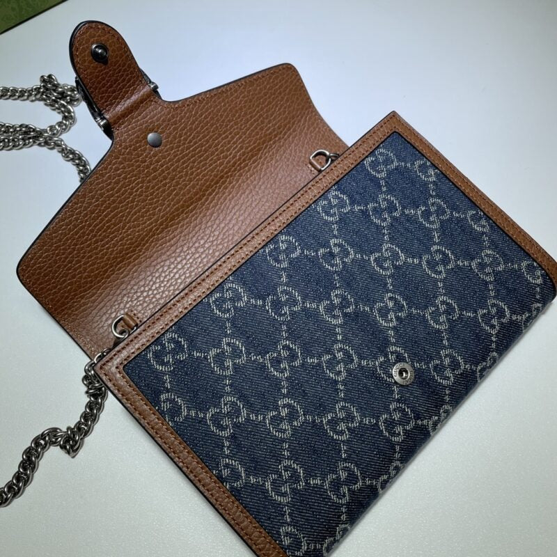Gucci Dionysus Cartera con cadena GG azul vaquero
