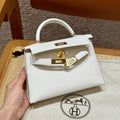 Hermes Kelly Brown Epsom Blanc
