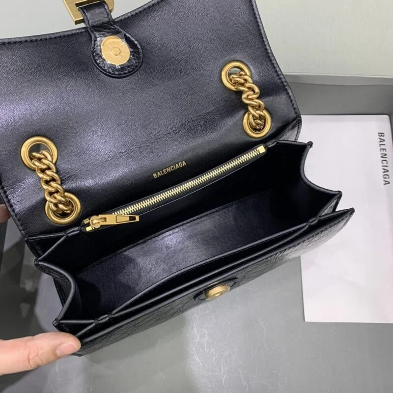 Balenciaga Crush Small Black Leather Gold Accents