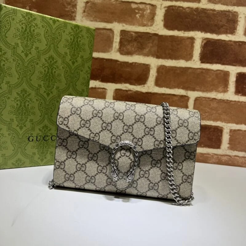 Gucci Dionysus GG Chain Wallet Denim Classic