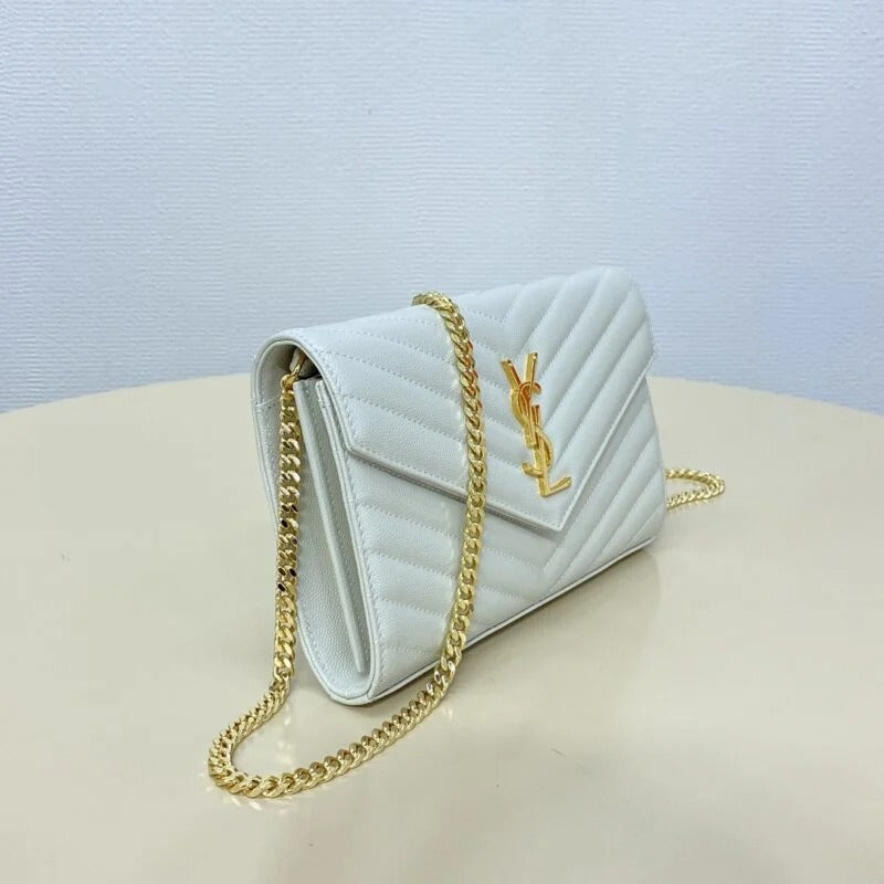 YSL Envelope Clutch White